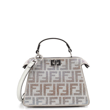 Fendi Peekaboo ISeeU Bag Zucca Crystal Embellished Suede Petite