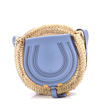 Chloe Marcie Basket Crossbody Bag Raffia and Leather Small