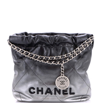 Chanel 22 Chain Hobo Quilted Metallic Degrade Calfskin Mini