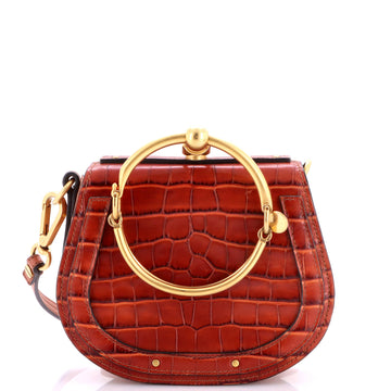 Chloe Nile Crossbody Bag Crocodile Embossed Leather Small