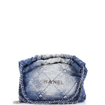 Chanel 22 Chain Hobo Quilted Denim Small