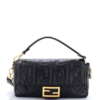 Fendi Baguette NM Bag Zucca Embossed Leather Medium