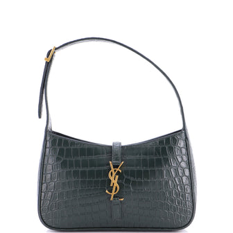 Saint Laurent Le 5 a 7 Hobo Crocodile Embossed Leather Small