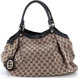 Gucci Sukey Tote GG Canvas with Leather Large