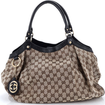 Gucci Sukey Tote GG Canvas with Leather Large