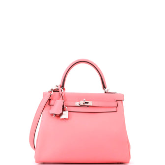 Hermes Kelly Handbag Pink Swift with Palladium Hardware 25