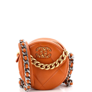 Chanel 19 Round Clutch with Chain Quilted Leather