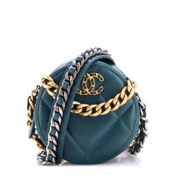Chanel 19 Round Clutch with Chain Quilted Leather