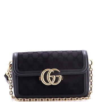 Gucci Go Shoulder Bag GG Canvas with Leather Small