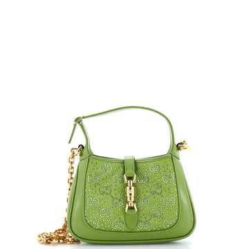 Gucci Jackie 1961 Chain Hobo Crystal Embellished GG Canvas Mini