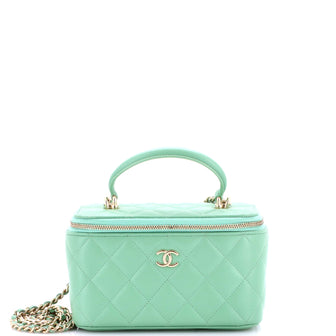 Chanel Classic Top Handle Vanity Case with Chain Quilted Lambskin Small