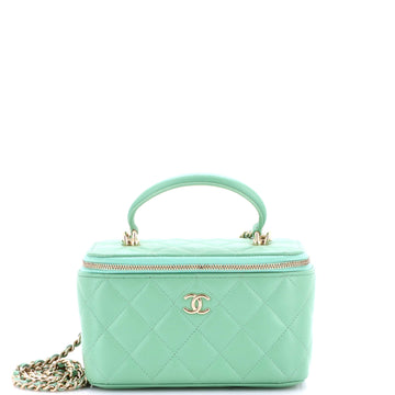 Chanel Classic Top Handle Vanity Case with Chain Quilted Lambskin Small