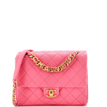 Chanel Logo Letters Chanel Touch Chain Flap Bag Quilted Lambskin Small