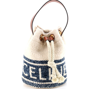 Celine Teen Drawstring Plein Soleil Bucket Bag Canvas with Leather