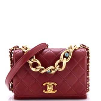 Chanel Pearl Boy Chain Flap Bag Quilted Calfskin Mini