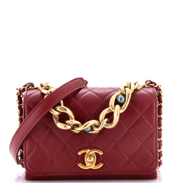 Chanel Pearl Boy Chain Flap Bag Quilted Calfskin Mini