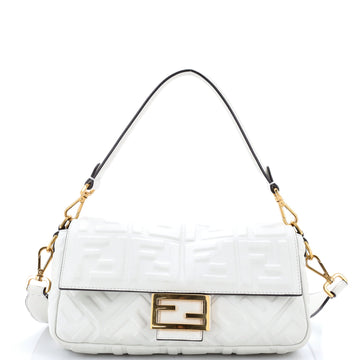 Fendi Baguette NM Bag Zucca Embossed Leather Medium