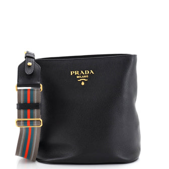 Prada Logo Bucket Messenger Bag Vitello Phenix Medium