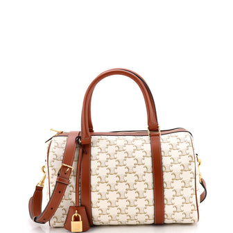 Celine Boston Bag Triomphe Coated Canvas Large