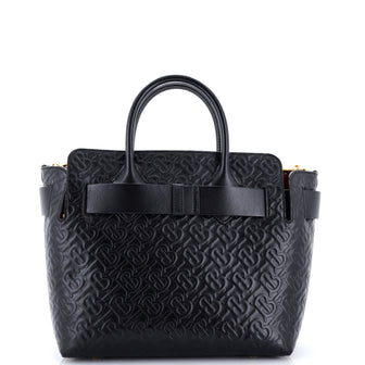 Burberry Belt Tote Monogram Embossed Leather Small