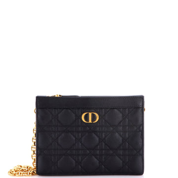 Christian Dior Caro Clutch with Chain Cannage Quilt Calfskin Small