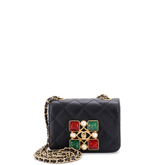 Chanel Resin and Pearl CC Full Flap Bag Quilted Calfskin Mini