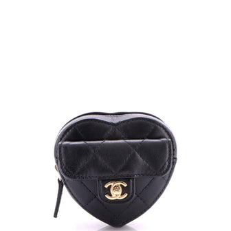 Chanel CC in Love Heart Arm Zip Coin Purse Quilted Lambskin