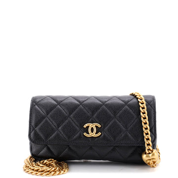Chanel Sweetheart Adjustable Phone Holder with Chain Quilted Caviar