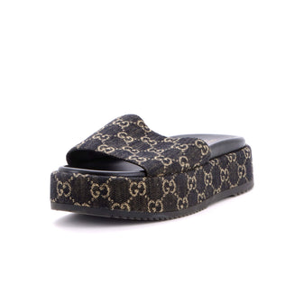 Gucci Women's Angelina Platform Slide Sandals GG Denim