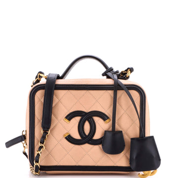 Chanel Filigree Vanity Case Quilted Caviar Medium