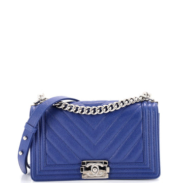 Chanel Boy Flap Bag Chevron Caviar Old Medium