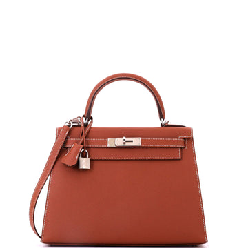 Hermes Kelly Handbag Brown Epsom with Palladium Hardware 28