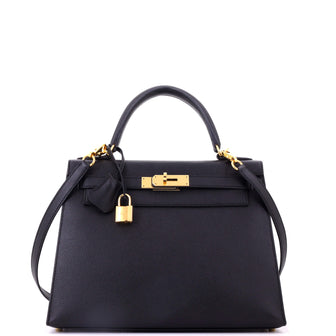 Hermes Kelly Handbag Black Epsom with Gold Hardware 28