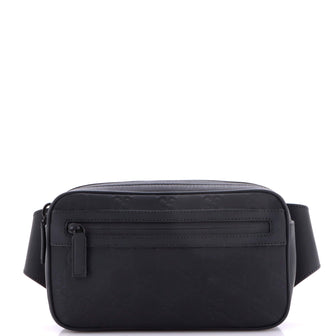 Gucci Front Zip Belt Bag GG Rubber Effect Leather