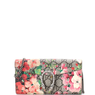 Gucci Dionysus Chain Wallet Blooms Print GG Coated Canvas Long