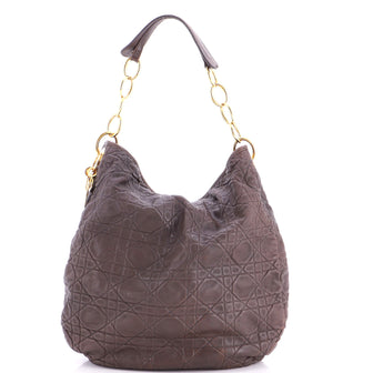 Christian Dior Soft Lady Chain Hobo Cannage Quilt Leather Medium