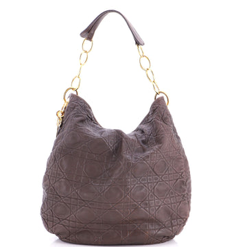 Christian Dior Soft Lady Chain Hobo Cannage Quilt Leather Medium