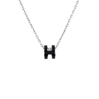 Hermes Pop H Pendant Chain Necklace Metal and Enamel Mini