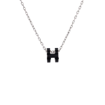 Hermes Pop H Pendant Chain Necklace Metal and Enamel Mini