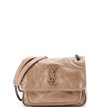 Saint Laurent Niki Chain Flap Bag Matelasse Chevron Leather Baby
