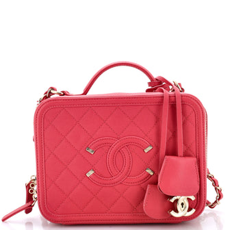 Chanel Filigree Vanity Case Quilted Caviar Medium