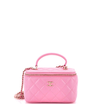 Chanel Classic Top Handle Vanity Case with Chain Quilted Lambskin Small