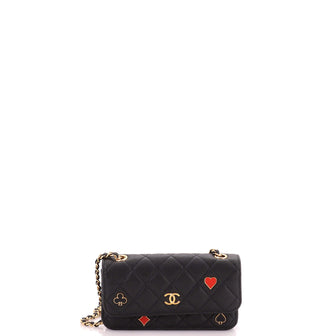 Chanel Coco Casino Flap Phone Holder with Chain Quilted Caviar
