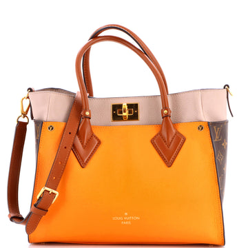 Louis Vuitton On My Side Tote Leather with Monogram Canvas MM