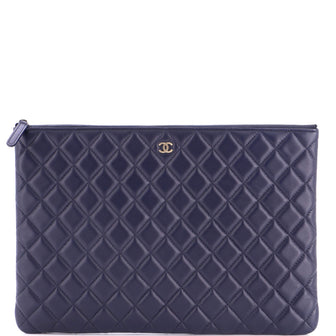 Chanel O Case Clutch Quilted Lambskin Large