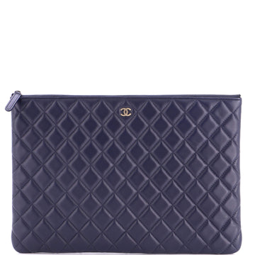 Chanel O Case Clutch Quilted Lambskin Large