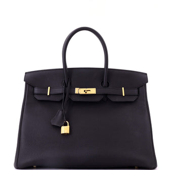 Hermes Birkin Handbag Black Togo with Gold Hardware 35