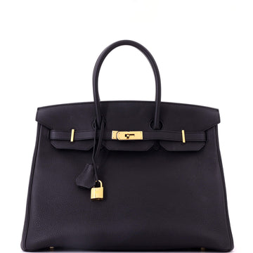 Hermes Birkin Handbag Black Togo with Gold Hardware 35