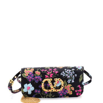 Valentino Garavani VLogo Loco Flap Shoulder Bag Fabric with Crystals