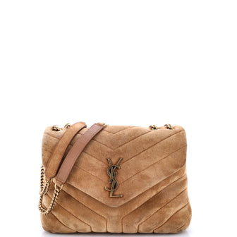 Saint Laurent Loulou Shoulder Bag Matelasse Chevron Suede Small